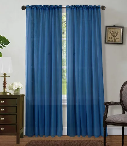 Vista 31 de Sapphire Home Cortinas traslúcidas negras de 63 pulgadas de largo, juego de 2 paneles de cortinas traslúcidas, filtrantes de luz, cortinas Negro