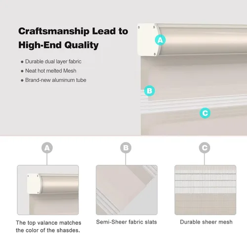 Vista 6 de Personalizadas MYshade - Persianas de cebra para ventanas sin cordones, persianas para ventanas con filtro de luz, tratamientos para ventanas