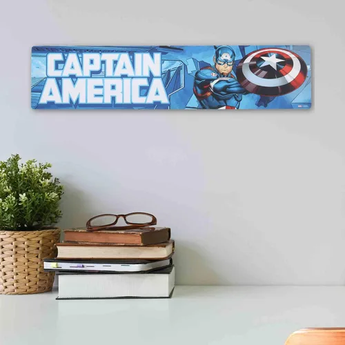 Vista 5 de Open Road Brands Letrero de metal con texto en inglés «Marvel Capitán América», arte de pared para cueva o sala de cine
