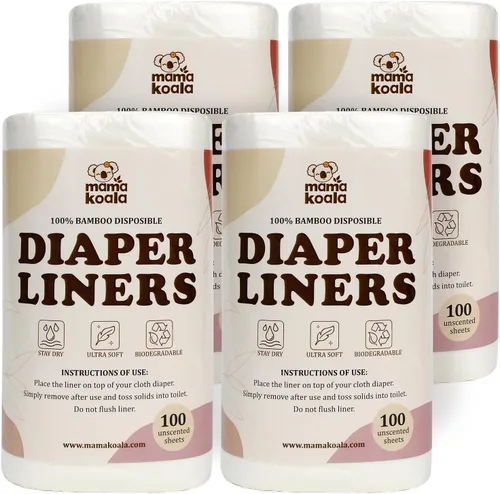 Vista 7 de Mama Koala Forros de pañales naturales desechables para pañales de tela, 200 hojas (paquete de 2)