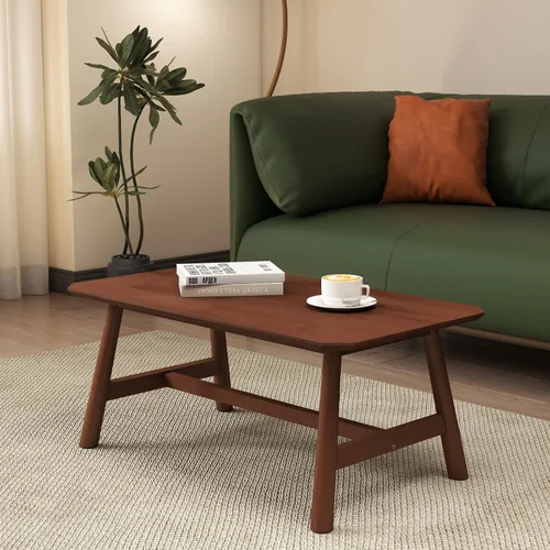 Vista 8 de CIMOTA Mesa auxiliar, mesa central rectangular moderna de mediados de siglo, mesa de té de madera natural maciza para sala de estar, acabado