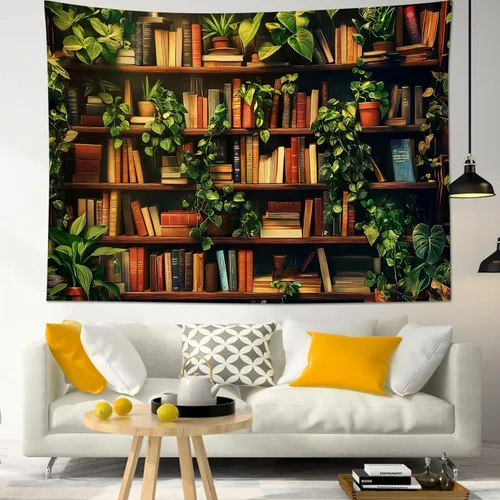 Vista 27 de HVEST Tapiz de cactus con diseño de plantas suculentas del desierto tropical en estante de madera, tapiz para colgar en la pared, acuarela botánica