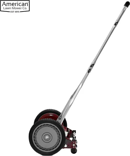 Vista 50 de American Lawn Mower Company 1204-14 Cortacésped de carrete de empuje de 4 hojas de 14 pulgadas, color rojo