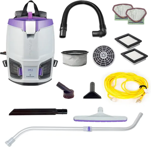 Vista 15 de ProTeam GoFit 3 Aspiradora de Mochila Comercial con Kit de Herramientas de Vara de Dos Piezas Multisuperficie Xover, 3 cuartos de galón, Con Cable