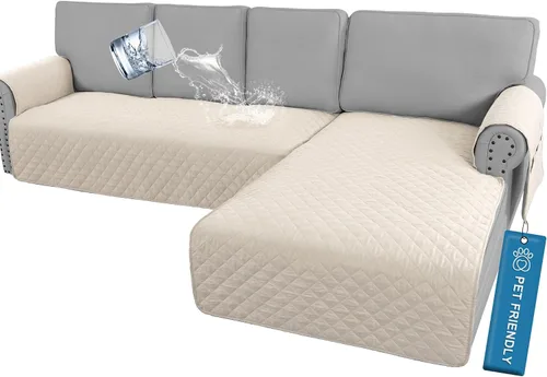 Vista 21 de H.VERSAILTEX Fundas de sofá para sofá seccional, 2 piezas, funda de sofá en forma de L, 100% impermeable y lavable, protector de sofá para perros