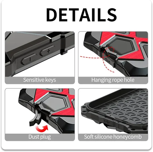 Vista 5 de Funda de metal para iPhone 13 Pro a prueba de golpes con aluminio y goma de silicona híbrida de triple capa de protección contra caídas de grado