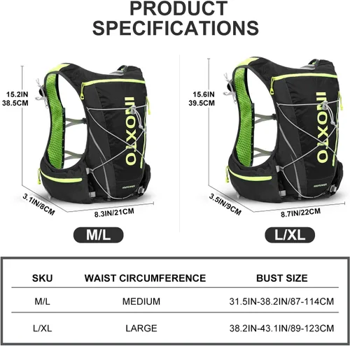 Vista 2 de INOXTO Hydration Vest Backpack,Lightweight Water Running Vest Pack with 1.5L Water Bladder Bag Daypack for Hiking Trail Running Cycling Race