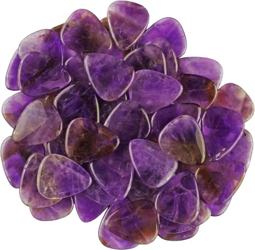 Vista 2 de Púa de Guitarra o Bajo de Piedra Amatista - Calibre Ultra Pesado de 3.0 mm - Forma 351 - Púa Exótica Artesanal de Gema Especial - 1 Paquete