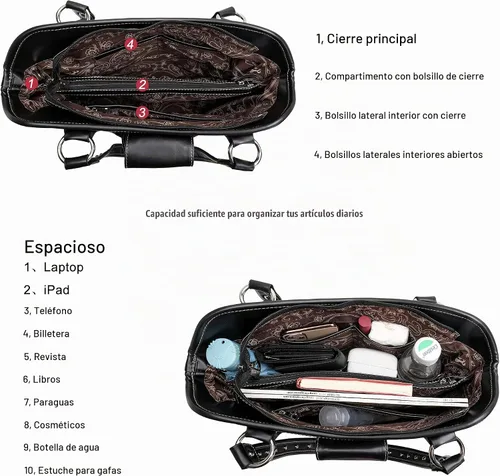 Vista 5 de Montana West - Bolso estilo tote occidental para mujeres, bolso de hombro con grabado. Bolsos y carteras para damas A-tooling Negro