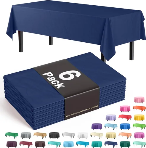 Vista 37 de Party Solids Paquete de 6 manteles de plástico prémium de 54 pulgadas x 108 pulgadas. Cubierta de mesa rectangular de plástico - Aqua