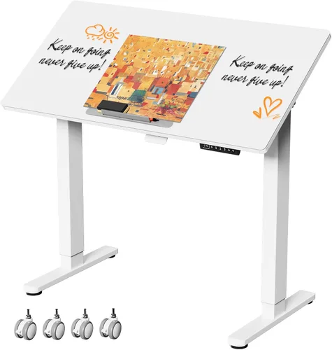 Vista 10 de Escritorio de pie de cristal negro de 35 pulgadas, mesa de dibujo