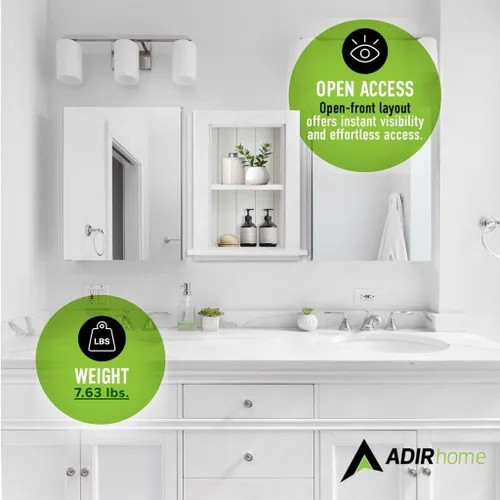 Vista 6 de AdirHome Nicho de pared empotrado, botiquín empotrado blanco completamente montado
