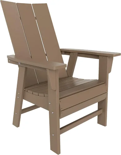 Vista 14 de HDPE Shoreside Modern Curveback Adirondack Silla de comedor, color negro