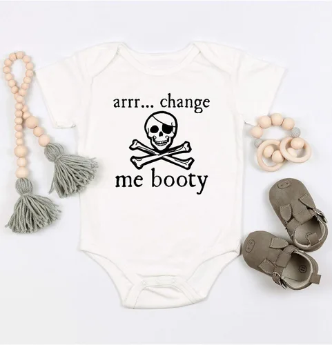 Vista 4 de arrr... change me booty - Mameluco divertido para bebé recién nacido, regalo