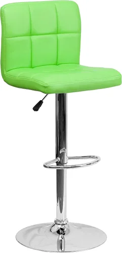 Vista 14 de Flash Furniture Kathleen - Taburete de bar contemporáneo de vinilo acolchado negro con altura ajustable con base cromada