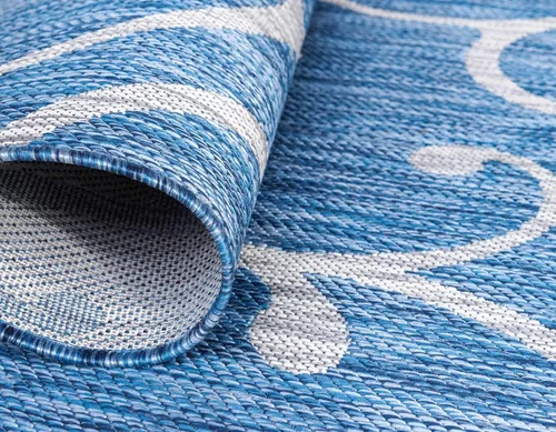 Vista 6 de Unique Loom Outdoor Botanical Collection - Alfombra rizada, 4 pies 1 pulgada x 6 pies 1 pulgada, rectangular, azul/marfil