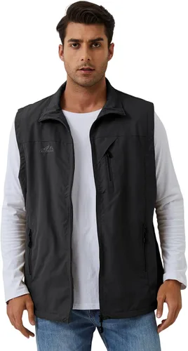 Vista 2 de Gihuo Chaleco de forro polar con forro de sherpa para hombre, chaleco de pesca de invierno para viajes