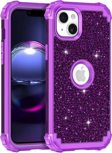Vista 16 de LONTECT Funda para iPhone 15 Plus con purpurina brillante 3 en 1, a prueba de golpes, resistente, híbrida, resistente, funda protectora de alto
