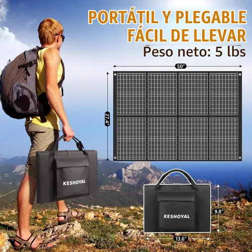 Vista 3 de Paneles solares portátiles de 100 vatios, panel solar plegable de 100 W para estación de energía, camping, senderismo, vida fuera de la red, paneles