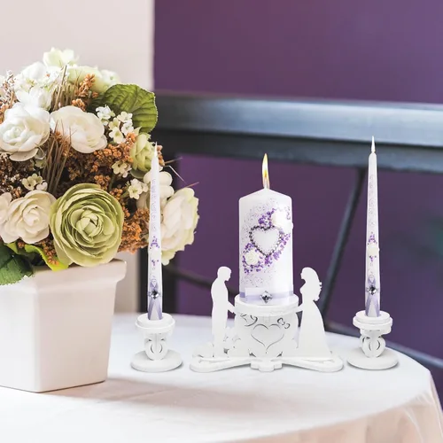 Vista 3 de Unity - Juego de 3 portavelas para novia y novio, velas para ceremonia de boda