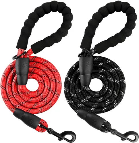Vista 13 de BARKBAY - Correas para perros grandes, resistentes, de 4/5/6 pies, con cómoda asa acolchada y hilos altamente reflectantes para perros medianos