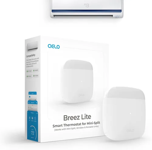 Vista 9 de Breez Lite - Controlador inteligente de CA para mini-split, ventana, ACS portátil (negro) WiFi Controller, Alexa, Google, Siri Shortcuts