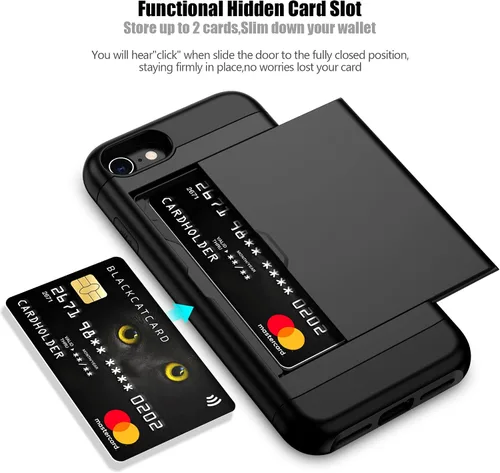 Vista 2 de Nvollnoe Funda para iPhone SE Funda 2022/iPhone SE 2020/7/8 Funda con Soporte para Tarjetas de Servicio Pesado Protectora de Doble Capa Resistente a