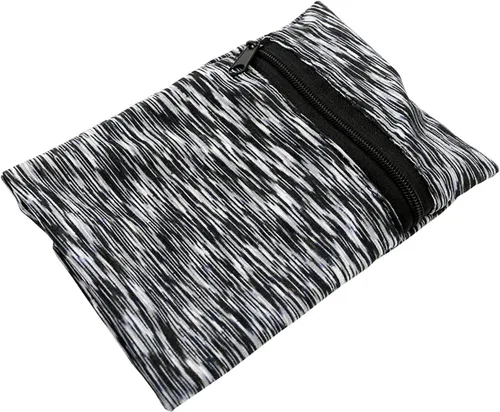 Vista 4 de 2 carteras de muñeca para deportes al aire libre, transpirable, absorbente, banda para el sudor con bolsillo con cremallera, mini bolsa de brazo