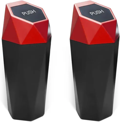 Vista 8 de Cubo de basura para automóvil con tapa, mini cubo de basura portátil para automóvil, pequeño diseño de diamante a prueba de fugas, contenedores