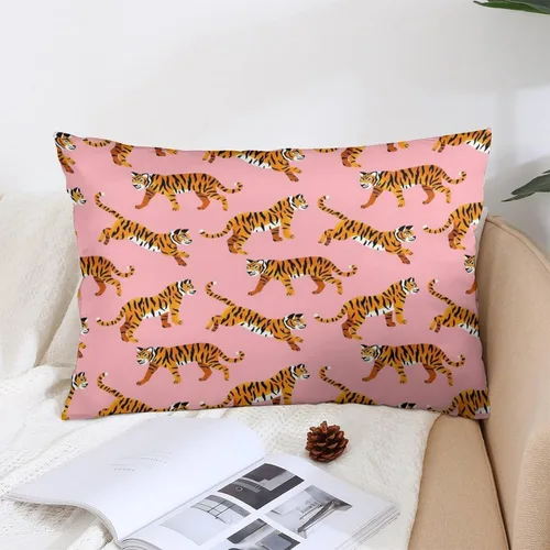 Vista 5 de Fundas de almohada decorativas de tigres rosados, funda de almohada lumbar de 12 x 20 pulgadas, funda de cojín para decoración del hogar, sala