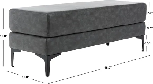Vista 3 de Safavieh Home Elise - Banco rectangular de piel sintética gris y negro de 48 pulgadas