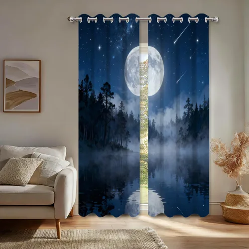 Vista 173 de Batmerry American Flag Ink Dot Blackout Tier Curtains, Red Blue White Stars Abstract Thermal Insulated Half Curtain Rod Pocket Small Valance for