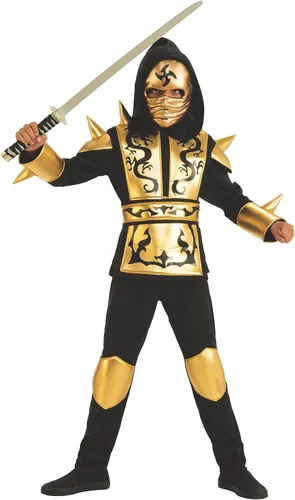 Vista 2 de Disfraz de Ninja dorado para niños, Multi