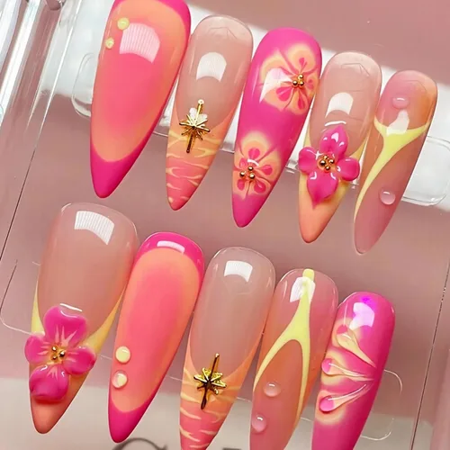 Vista 27 de BABALAL Uñas Postizas Largas de Estilete para Pegar Blancas Uñas Falsas con Punta Francesa Diseño con Pegamento Suministros de Arte 24 Piezas XL