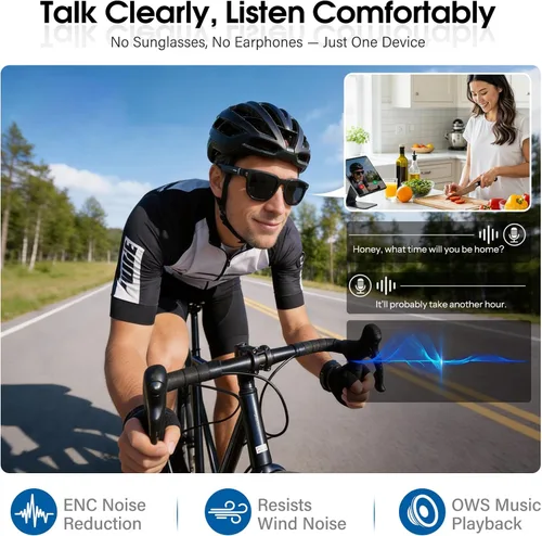 Vista 6 de Coucur Lentes inteligentes AI con cámara, gafas Bluetooth para hombres y mujeres (3 lentes)