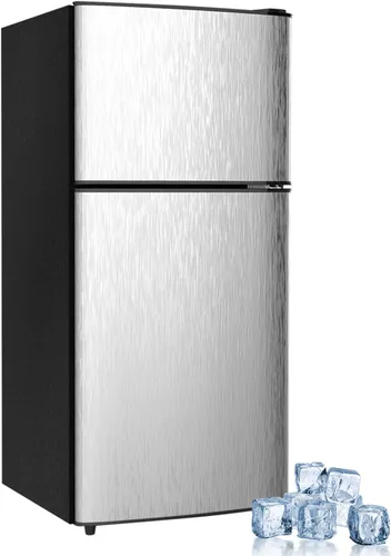 Vista 11 de Cucina Magica - Mini refrigerador con congelador, 3.2 pies cúbicos, pequeño refrigerador, 7 termostatos ajustables, ahorro de energía, bajo nivel