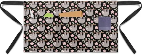 Vista 31 de Delantal de cintura para camarera con 3 bolsillos, delantales lavables medio cortos con correas para camarera, mujeres y hombres