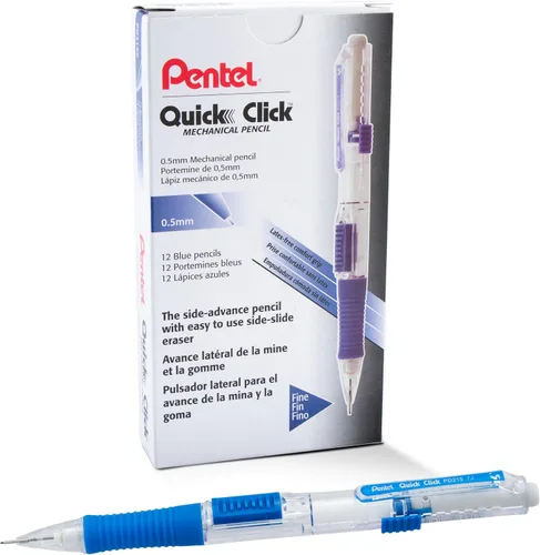 Vista 12 de Pentel QUICK CLICK - Portaminas (0.020 in), barril violeta, caja de 12 lápices (PD215V)