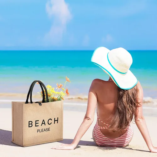 Vista 2 de Bolsa de playa grande para mujer, bolsa de playa tejida de paja impermeable, tejido de natación, gimnasio, compras, bolsa de viaje con botón