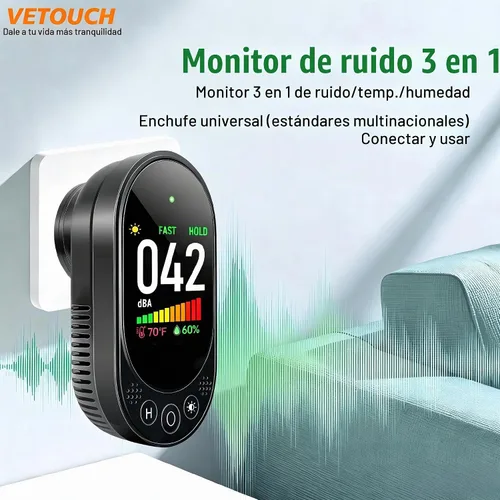 Vista 4 de Medidor de decibeles, medidor de nivel de sonido enchufable, medidor de decibelios de sonido 3 en 1 y medidor de decibelios de ruido, medidor