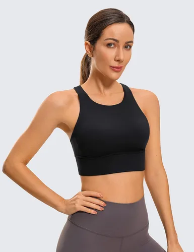 Vista 2 de CRZ YOGA Ulti-Dry - Brasier deportivo de cuello alto para mujer espalda cruzada acolchado para entrenamiento yoga sin varillas recortado
