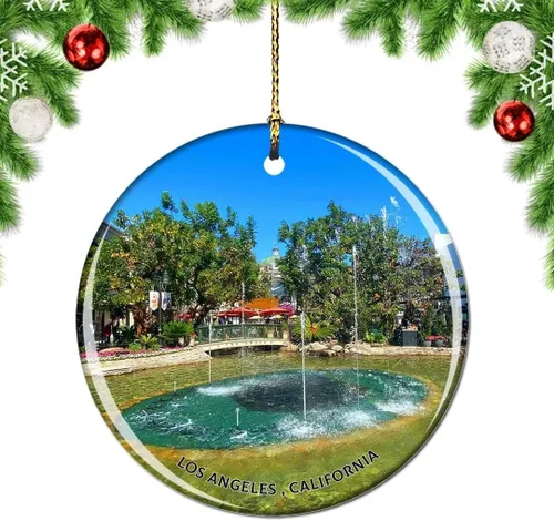 Vista 19 de California Los Ángeles Battleship Museum USA Christmas Tree Adorno Decoración Colgante Colgante Decoración City Travel Souvenir Collection Porcelana