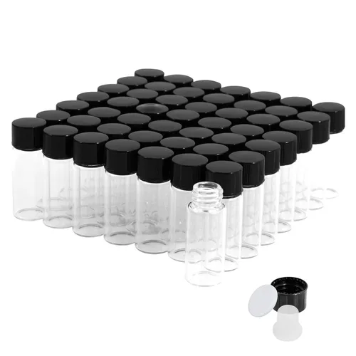 Vista 8 de 25 frascos pequeños de vidrio transparente de 1 fl oz con tapas de rosca