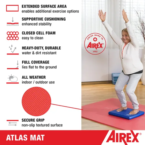 Vista 2 de Airex - 32-1230G tapete para ejercicio, Hercules, 78 x 39 x 1 pulgadas, verde, Rojo, 1