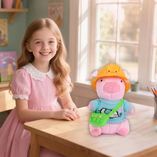 Vista 4 de Lindo juguete de peluche Capybara con 10 piezas de ropa y accesorios, juguetes de peluche Capybara de 10.2 pulgadas, peluches Capybara para Peluche