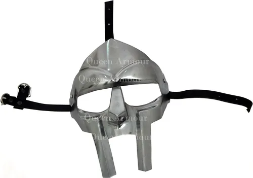 Vista 3 de MF - Máscara de condenación romana, casco de gladiador romano, caballero medieval, máscara facial de acero vikingo para hombres y mujeres, disfraz