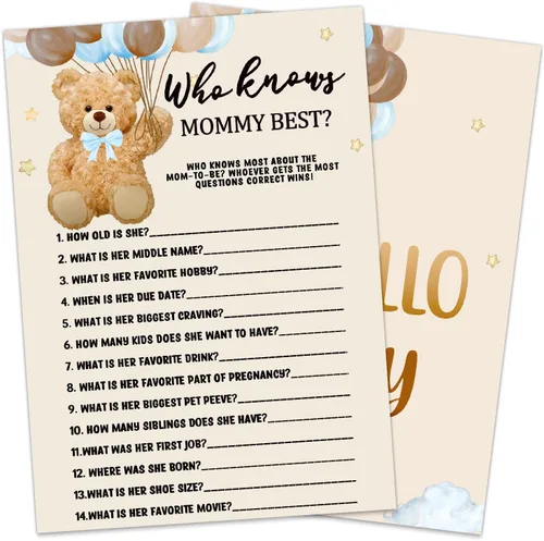Vista 7 de Juegos de baby shower, búsqueda de palabras para bebés, doble cara, divertidas ideas y suministros para fiesta de bebé para niña o niño. Bonito