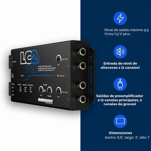 Vista 3 de AudioControl LC2i PRO - Convertidor de salida de línea de 2 canales con sensor de señal GTO y AccuBASS