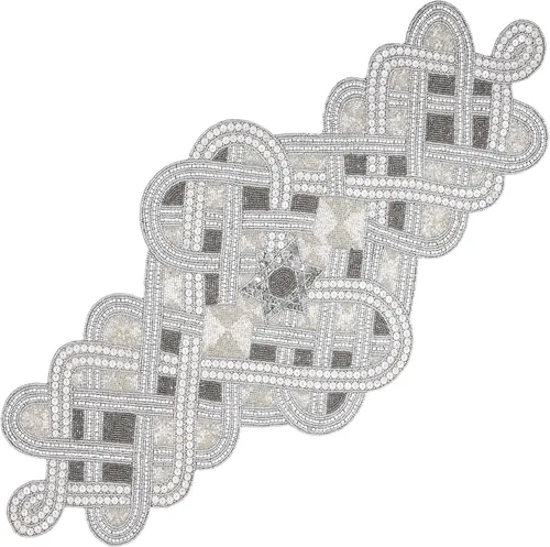 Vista 25 de Camino de mesa con cuentas de 36 pulgadas de diseño elegante infinito - Decoración de mesa para bodas, fiestas, días festivos, regalos y uso diario