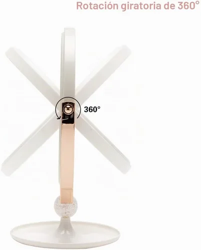 Vista 4 de YEAKE Espejo de tocador de maquillaje con aumento, plástico ABS, doble cara, aumento 3X, giro de 360°, espejo de maquillaje de belleza, espejo